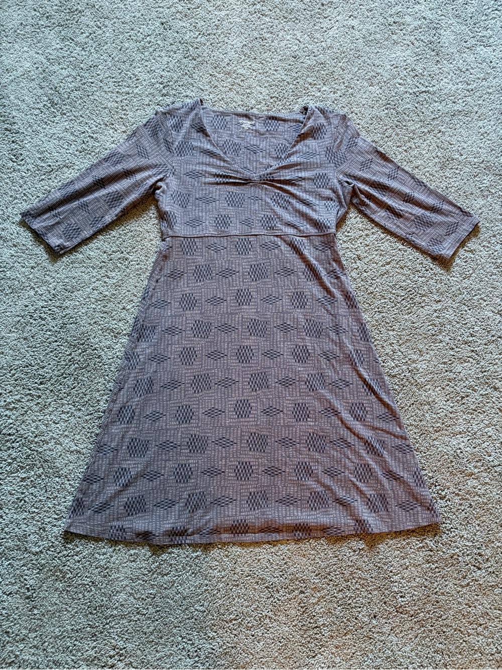 Toad & Co Rosalinda Dress Organic Cotton Tencel Gray Geometric Outdoor Womens S